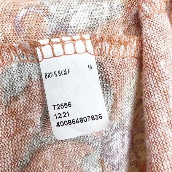 SONOMA Floral Crop T-Shirt Ruffle Hem Crew Neck Linen Blend Burnt Orange Size M - Picture 5 of 6